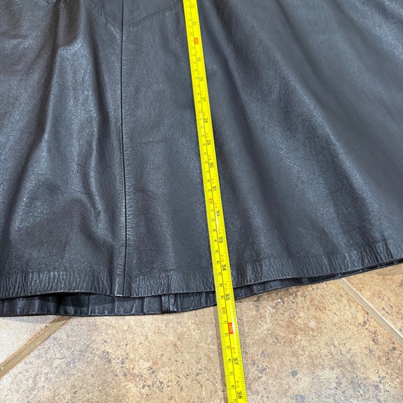 VTG Pia Rucci Brown Leather Midi Skirt A-Line Espresso Sz 12 Grunge Whimsygoth - Picture 5 of 10